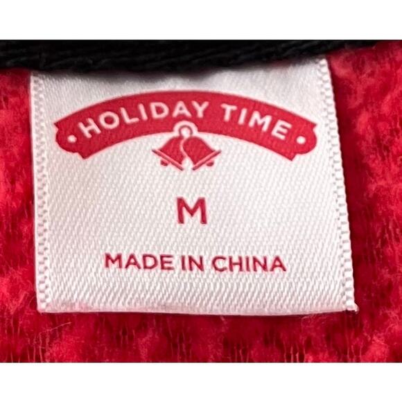 HOLIDAY TIME LONG SLV PULL-OVER ROUND NECK TOP, WOMENS, M-RED W/GOLD BRN GRAPHIC - Picture 9 of 11